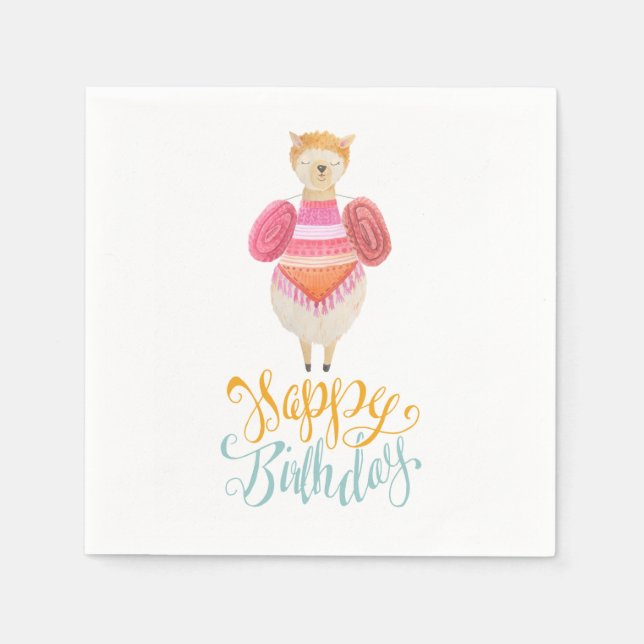 Guardanapo De Papel Rico Llama Birthday Paper (Frente)