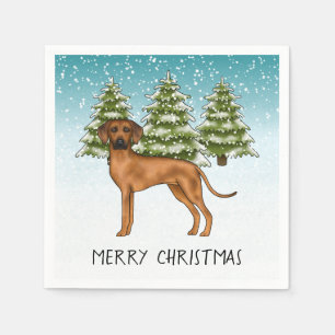 Guardanapo De Papel Ridgeback da Rodésia com Texto Snowy Floresta de I