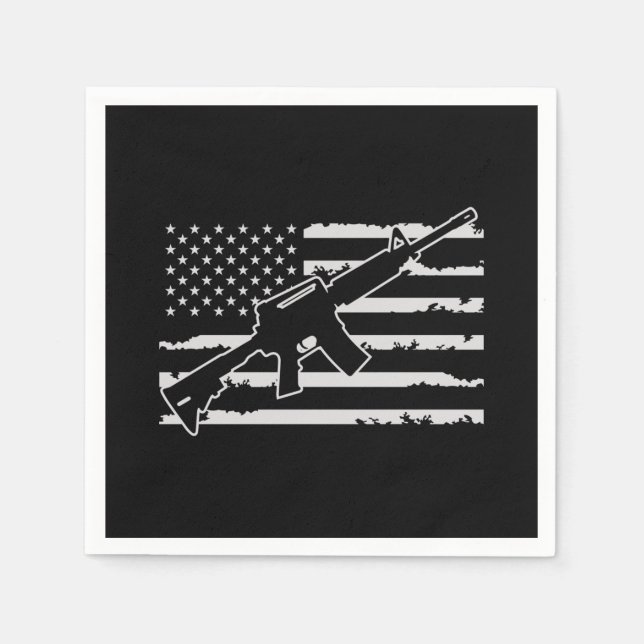 Guardanapo De Papel Rifle Arma Americana Bandeira (Frente)