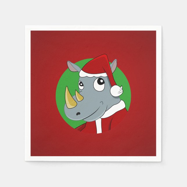 Guardanapo De Papel rinoceronte de desenho animado de Natal (Frente)