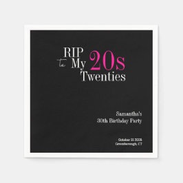 Guardanapo De Papel RIP 20s 30th Birthday Party Black Pink