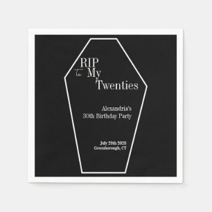 Guardanapo De Papel RIP, 20s, preto e branco, de aniversário de 30 ano