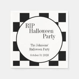 Guardanapo De Papel RIP Halloween Black and White Check Party