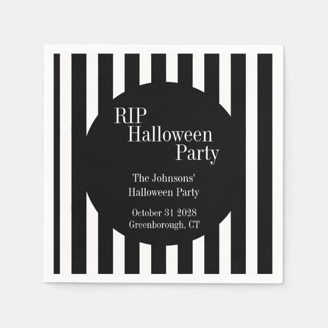 Guardanapo De Papel RIP Halloween Black and White Stripe Party (Frente)