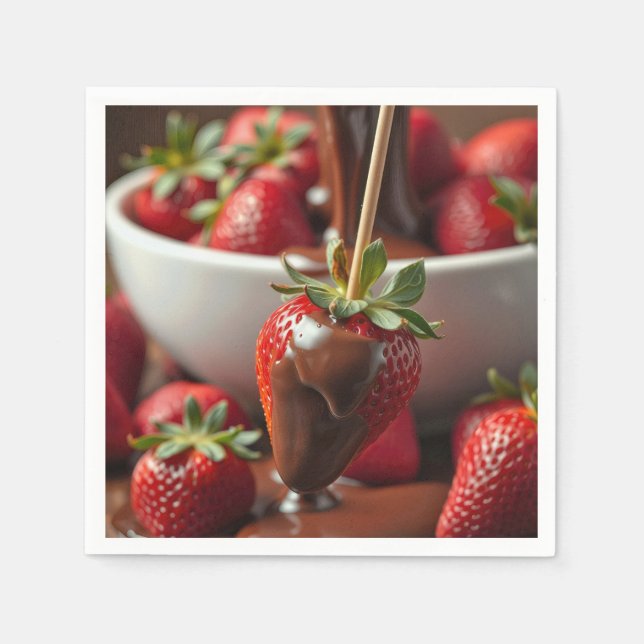 Guardanapo De Papel Ripe Strawberry Dipped In Chocolate (Frente)