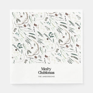 Guardanapo De Papel Riqueza botânica de cor branca moderna e elegante