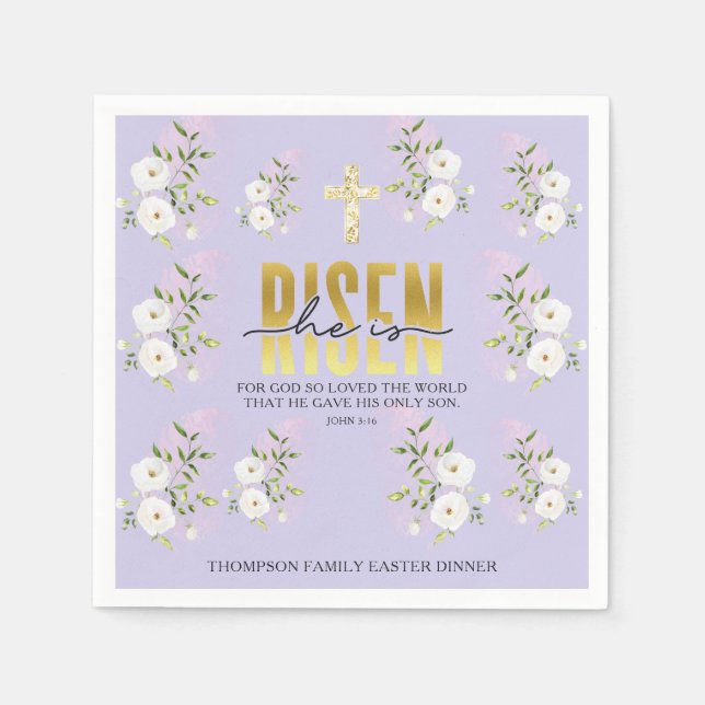Guardanapo De Papel Risen Religião Cristã Cita Páscoa Lavanda (Frente)