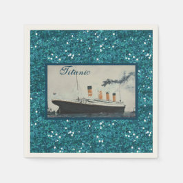 Guardanapo De Papel RMS Titanic Deep Blue Glitter White Star Line Ship