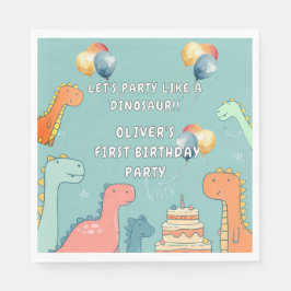 Guardanapo De Papel Roar Like a Dinosaur Boy 1st Birthday Party 