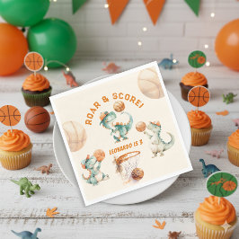 Guardanapo De Papel Roar & Score Basketball Dino Boy Birthday