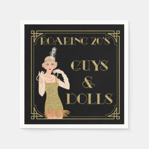 Guardanapo De Papel Roaring 20's Flapper Preto e Dourado