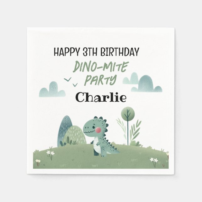 Guardanapo De Papel Roarsome Dino Birthday  (Frente)