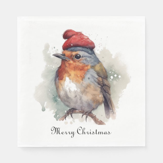 Guardanapo De Papel Robin Winter Delight, personalizado (Frente)
