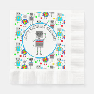 Guardanapo De Papel Robô de aniversário do garoto personalizado