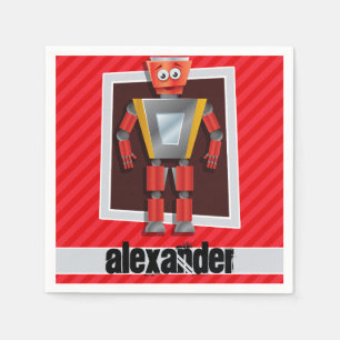 Guardanapo De Papel Robô; Escarlate das listras do vermelho