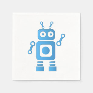 Guardanapo De Papel Robô Retroativo Azul