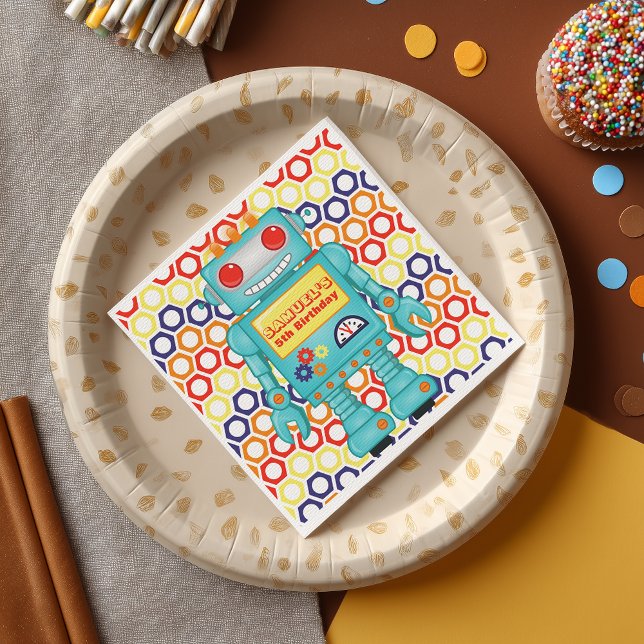 Guardanapo De Papel Robot Themed Party (You'll go nuts and bolts for this ultra cool robot party napkin )