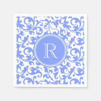 Guardanapo De Papel Rochas Lilac Blue Elegant Damask Monogramas