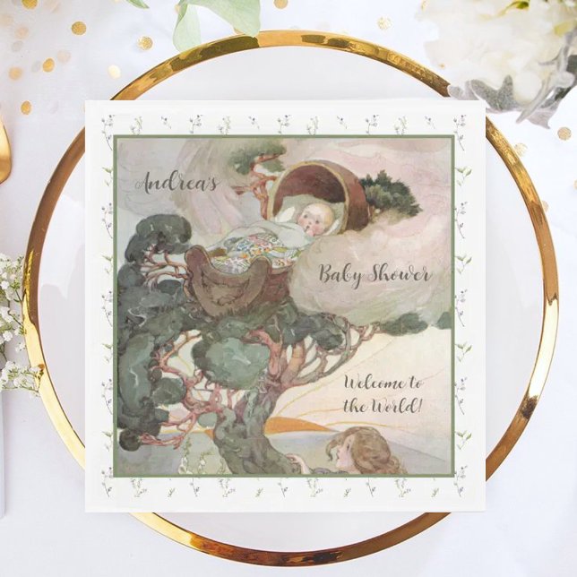 Guardanapo De Papel Rock A Bye Baby Nursery Rhyme Chá de fraldas Napki (Criador carregado)