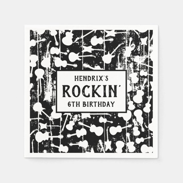 Guardanapo De Papel Rock & Roll Guitar Birthday Party Napkins (Frente)
