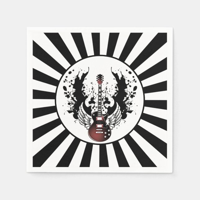 Guardanapo De Papel Rock & Roll Guitar Rocker Metal Musical Party (Frente)