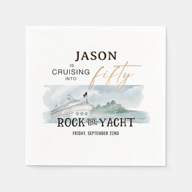 Guardanapo De Papel Rock the Yacht 50th Birthday Personalized Napkin (Frente)