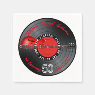 Guardanapo De Papel Rocker Dude Guitar Record 50ª Festa de aniversário