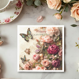 Guardanapo De Papel Rococo Butterfly Garden Galentine Floral Elegance