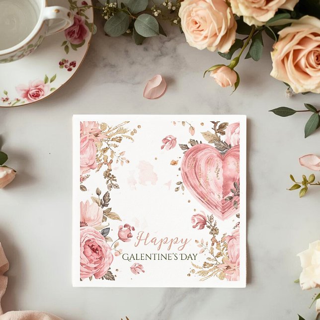 Guardanapo De Papel Rococo Floral Heart Galentine Brunch Garden Tea (Criador carregado)