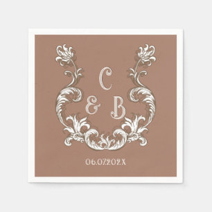 Guardanapo De Papel Rococo Mocha Florentine Monocromo Mousse