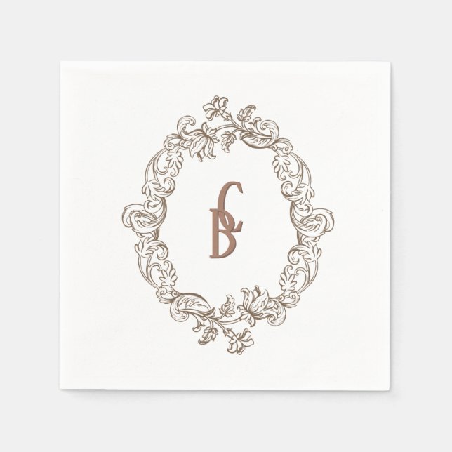 Guardanapo De Papel Rococo Mocha Florentine Monocromo Mousse (Frente)