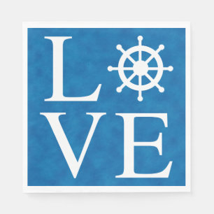 Guardanapo De Papel Roda De Navio Náutico Amor Aquarela Azul Marinheir