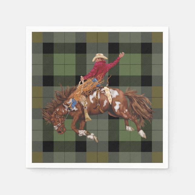 Guardanapo De Papel Rodeo Cowboy em Bucking Bronco (Frente)