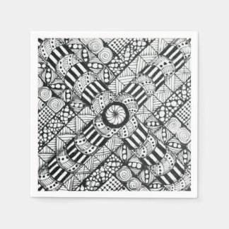 Guardanapo De Papel Rodinha Desenhada em Preto e Branco Moderno