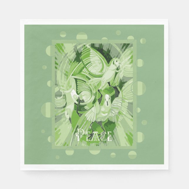 Guardanapo De Papel Rola com texto de paz celta em tons verdes (Frente)