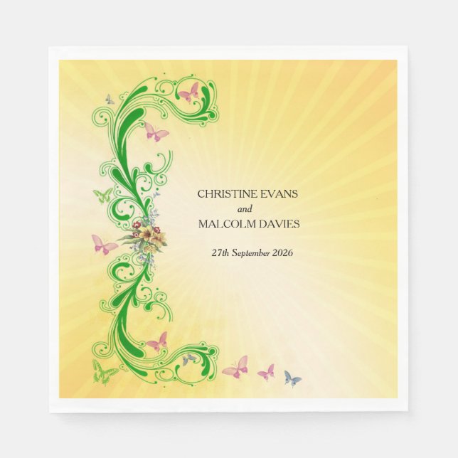 Guardanapo De Papel Rolamentos e Borboletas (Frente)