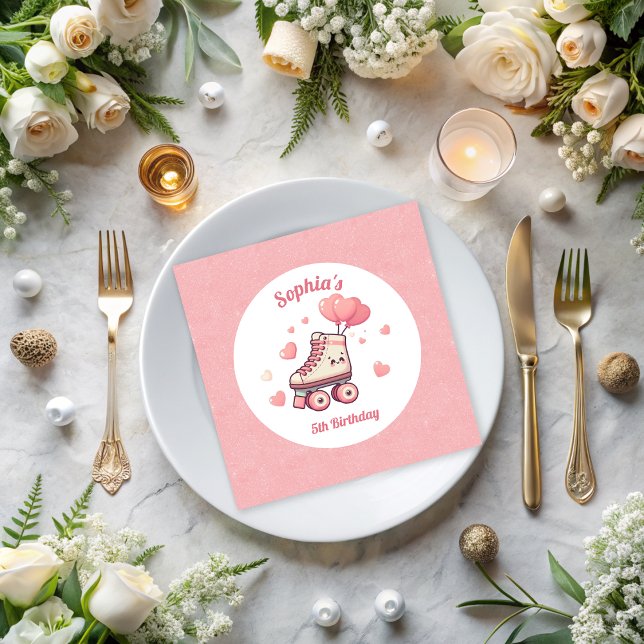 Guardanapo De Papel Roller Skating Balloons Glitter Girl no Aniversári (Criador carregado)