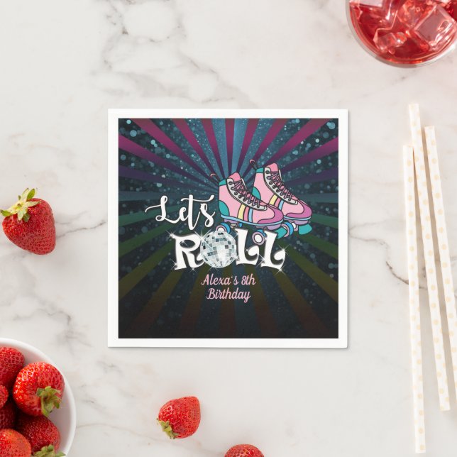 Guardanapo De Papel Roller Skating Birthday Napkin - Personalizado (Insitu)