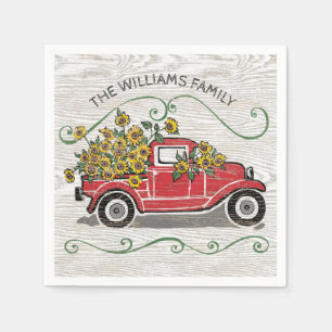 Guardanapo De Papel Rolo Vermelho Rústico Vintage Monograma de Girass