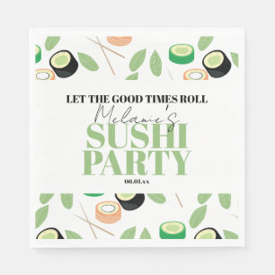 Guardanapo De Papel Rolos de Aniversário Preto Moderno de Sushi Vermel