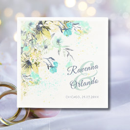Guardanapo De Papel Romance Botânico de Flor Silvestre Pastel Azul Cas