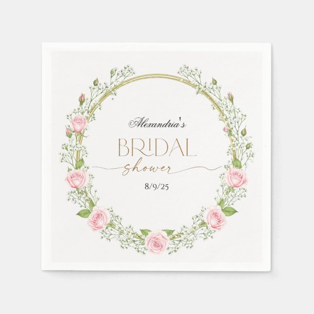 Guardanapo De Papel Romance Corada: Rosas Rosa & Resedá (Frente)