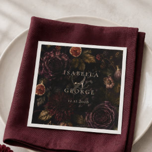 Guardanapo De Papel Romance Enraizado Escuro Botânico Casamento