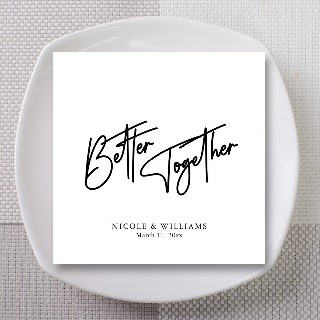 Guardanapo De Papel Romance Moderno: Casamento com Artes Negras (Modern Romance: Black Script Wedding Napkins)