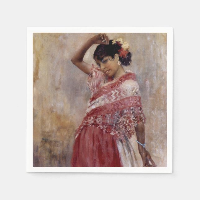 Guardanapo De Papel Romani Gypsy Woman Dancing (por Albert Edelsense) (Frente)