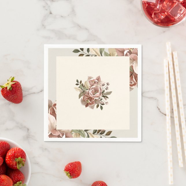 Guardanapo De Papel Romantic Blush Watercolor Floral Napkin (Insitu)