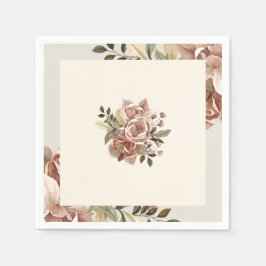 Guardanapo De Papel Romantic Blush Watercolor Floral Napkin