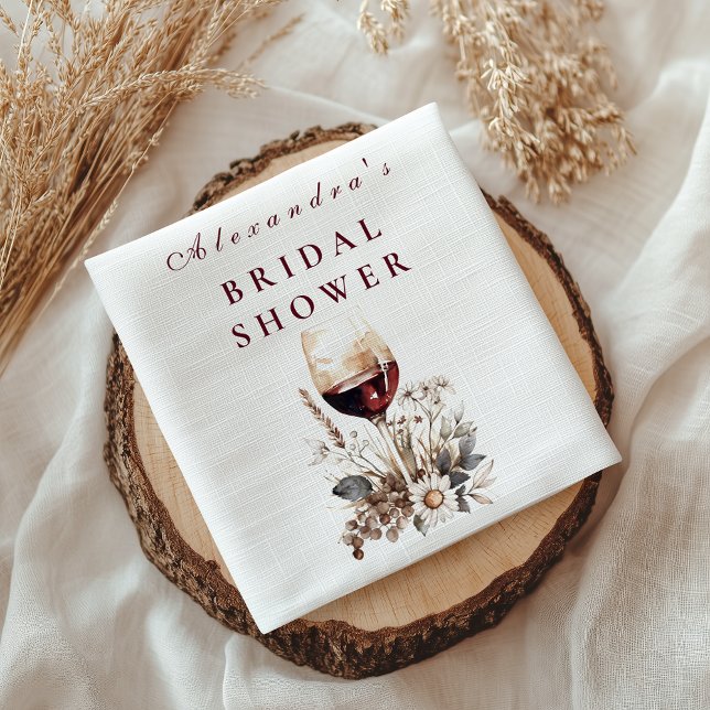 Guardanapo De Papel Romantic Burgundy Rose Wine Bridal Shower (Criador carregado)