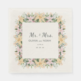 Guardanapo De Papel Romantic Floral Mr and Mrs Wedding
