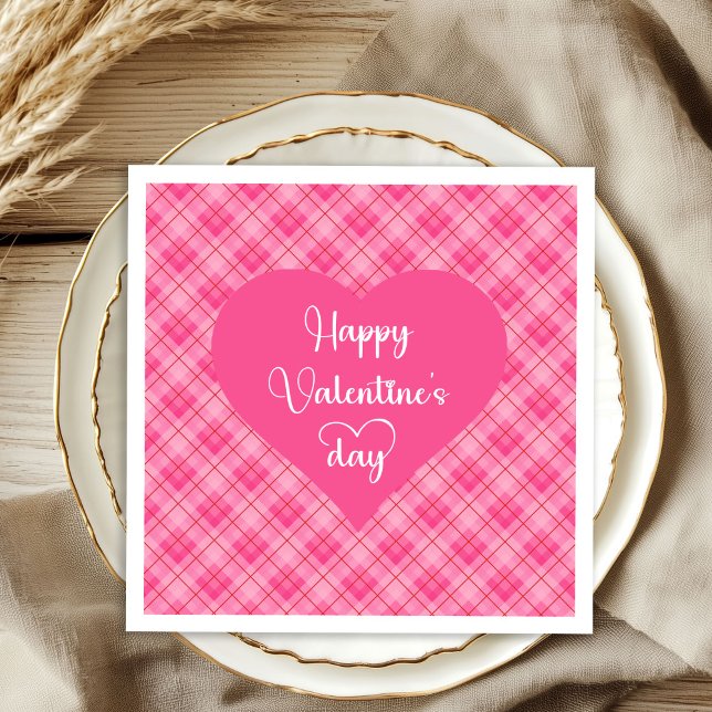 Guardanapo De Papel Romantic Pink Hearts Valentine’s Day Napkins (Romantic Pink Hearts Valentine’s Day Napkins)